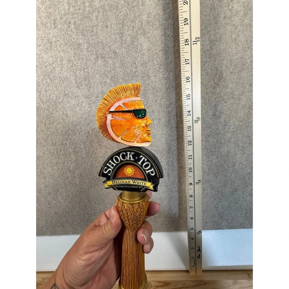 Shock Top Belgian White Beer Tap Handle Orange Mohawk Sunglasses Breweriana 10